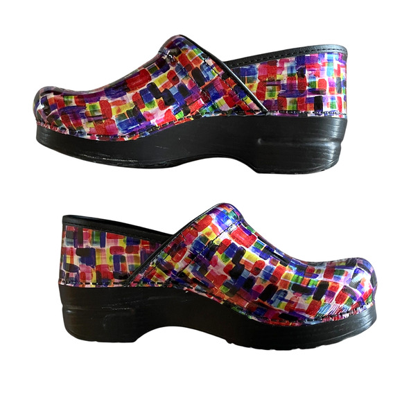 DANSKO Size EU 39/8.5-9 Colorblock Leather Slip-On Comfort Professional Clogs - Picture 2 of 9